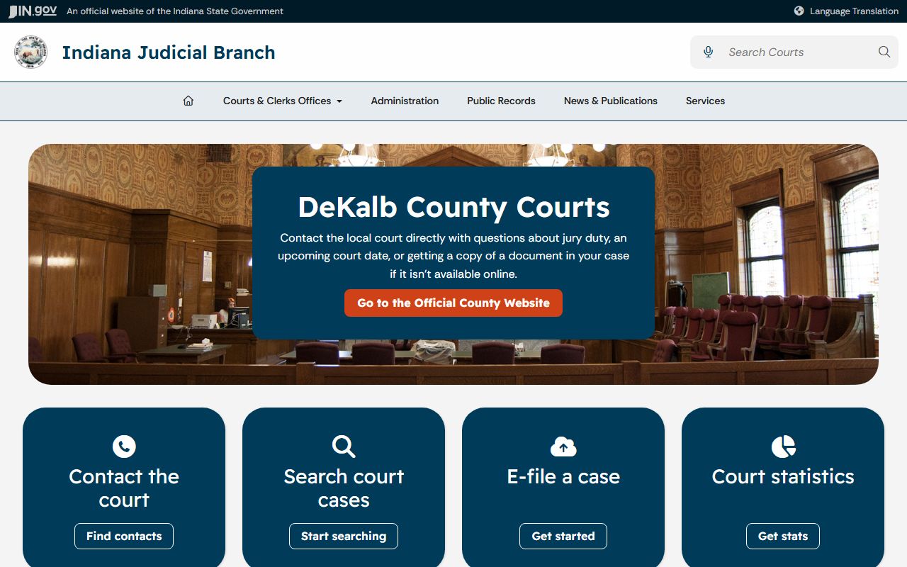 DeKalb County Court records Indiana judiciary page