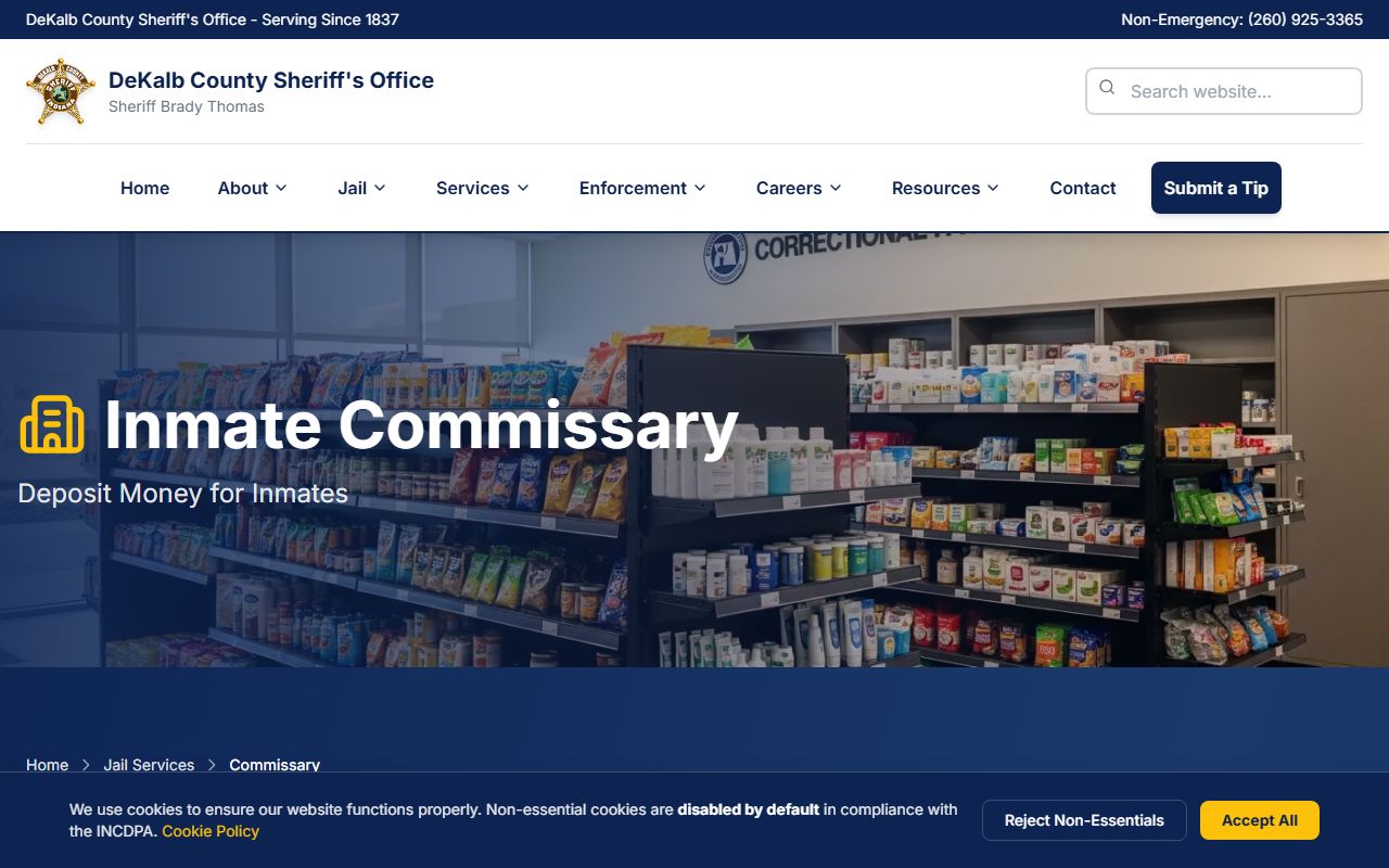 DeKalb County inmate records jail commissary and deposit options
