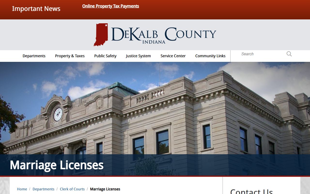 DeKalb County marriage and divorce records Clerk marriage license page