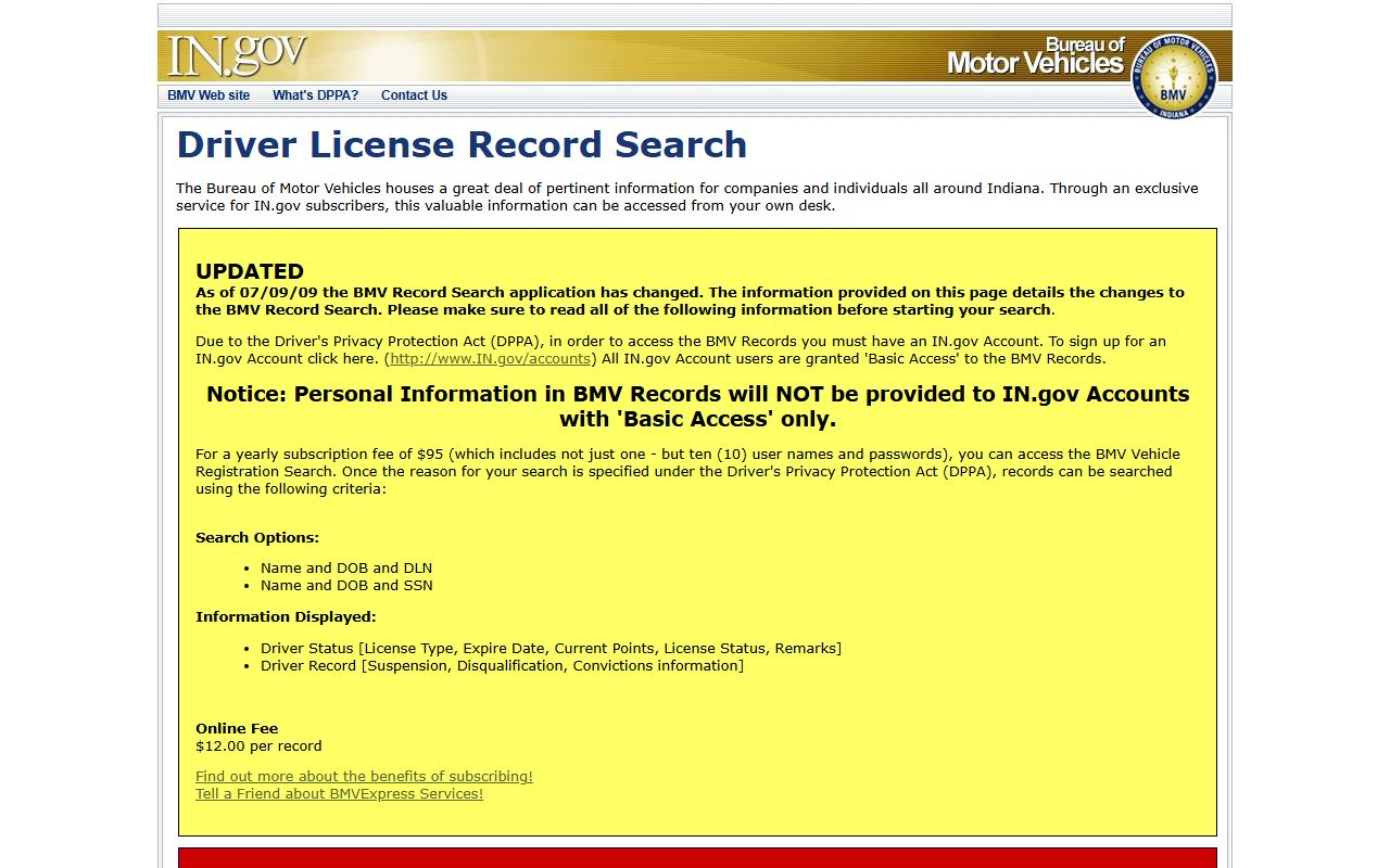 DeKalb County traffic court records Indiana BMV driver record source