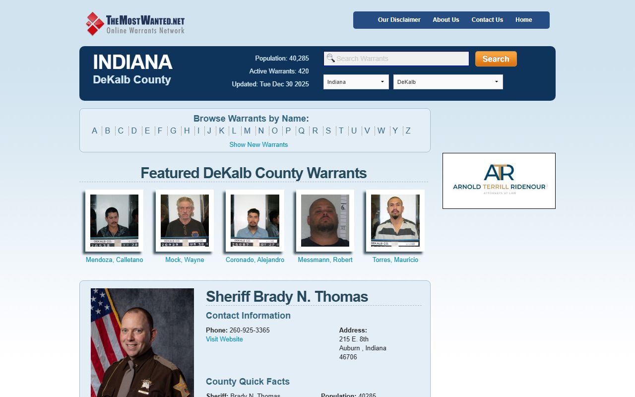 DeKalb County warrant records TheMostWanted active warrant portal